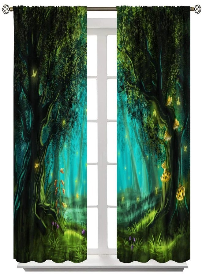 YCness Fantasy Nature Curtains for Windows, Gothic Gate Fantasy Forest Theme Curtains for Living Room, Magic Dreamland Fairy Landscape Pattern Blackout Drapes 2 Panel Sets, 42x45 Inch, Style-3 - Image 3